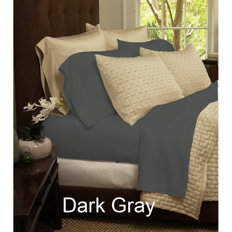  Ensemble de draps en rayonne Luxury Home, Gris foncé