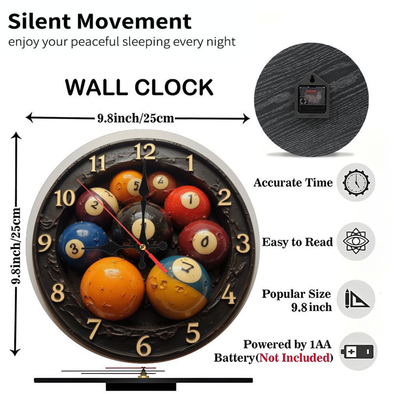 Billiard Balls Wall Clock Unique Design