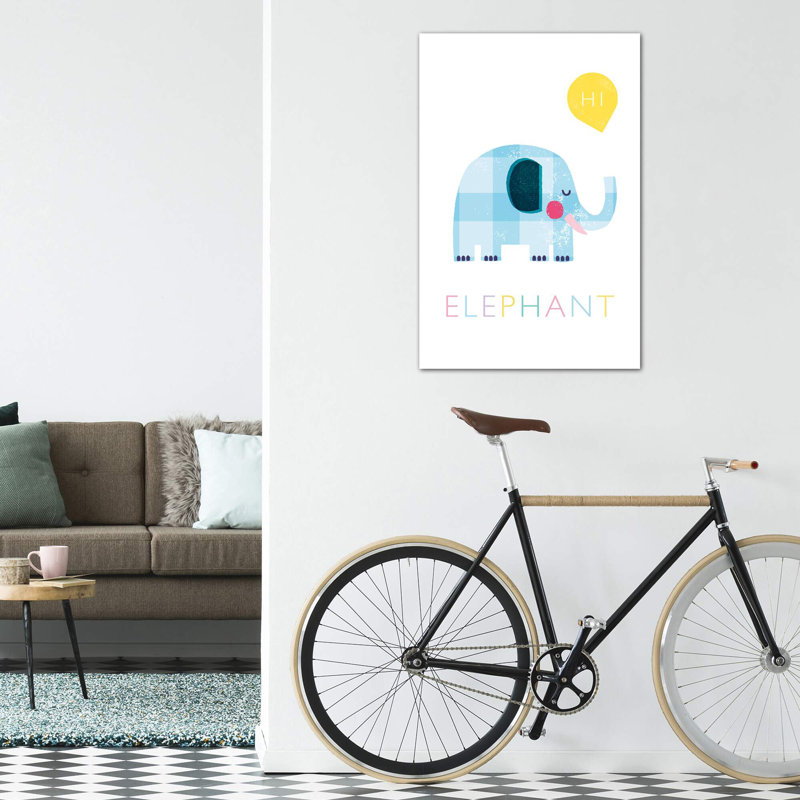 Éléphant - impression d'art graphique, H 26 po x l 18 po x 1,5 po, Pas de tapis, Toile tendue