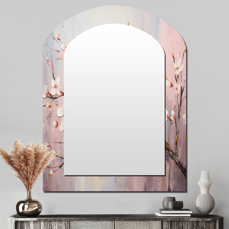 Miroir mural rose et blanc, 43 po x 33 po