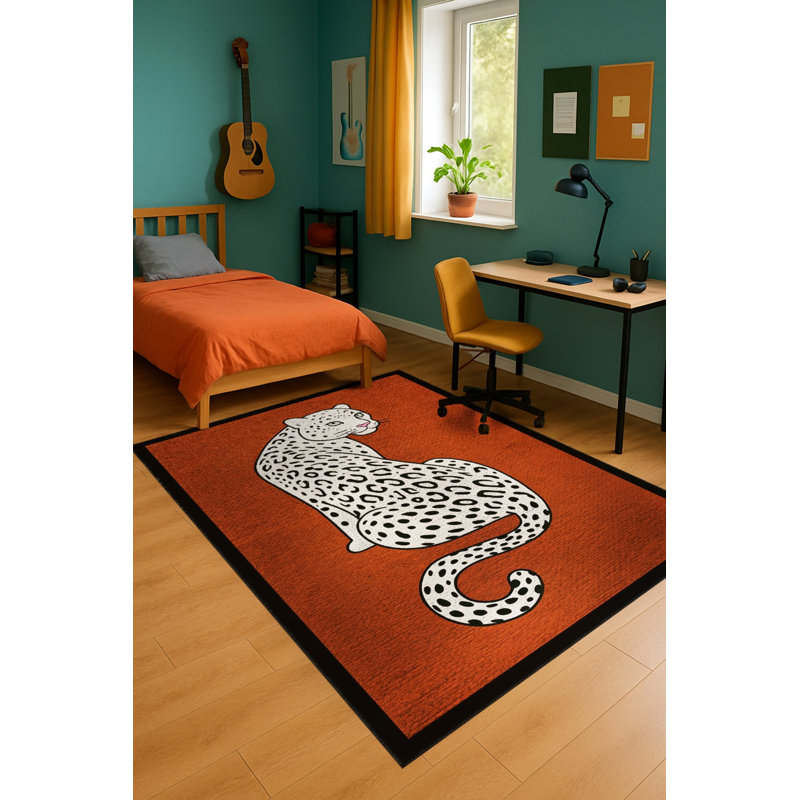 Tapis blanc tissé à imprimé tigre Mosso, 3'3" x 6'7"