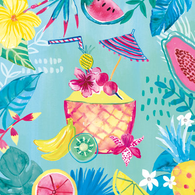 Fruity Flamingos VII - Wrapped Canvas Print