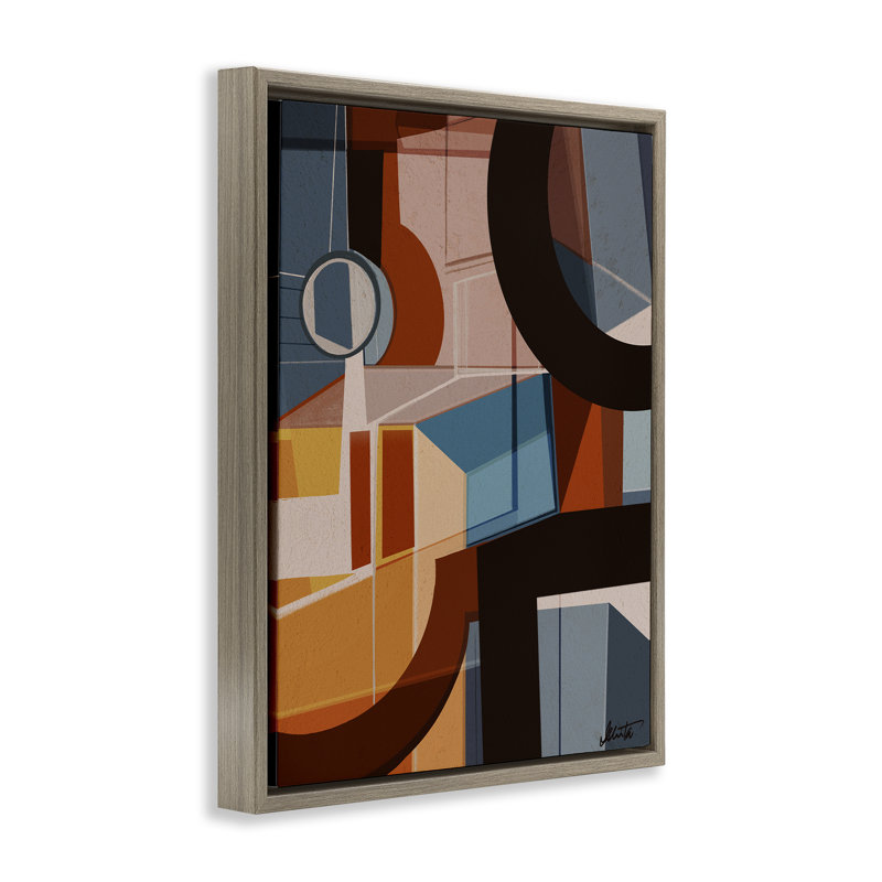 Cadre flottant Angled Shapes Collection, design par Ishita Banerjee, H 21 po x l 17 po, Cadre flottant orme Montalcino