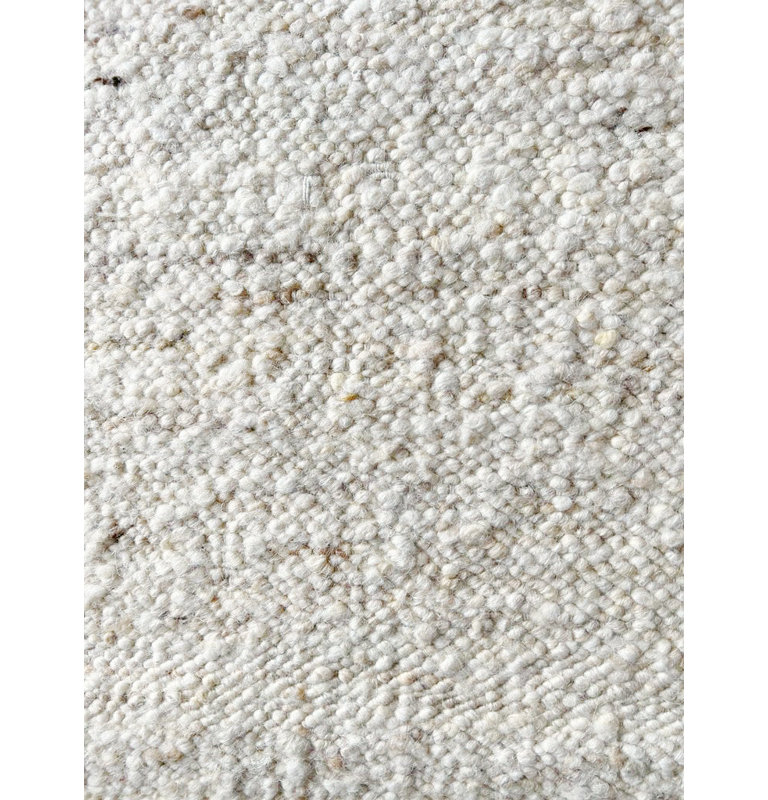 Natural Raw Wool Hand-Knotted Flatweave Rug Sample
