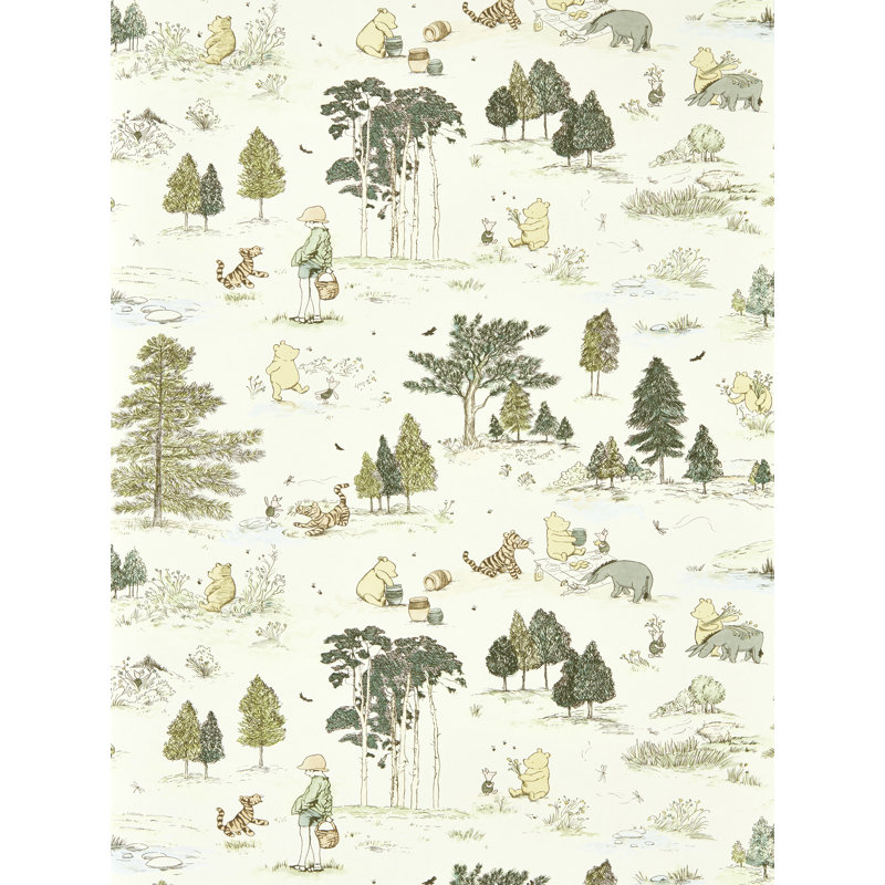 Winnie the Pooh Wallpaper, Macaron Green
