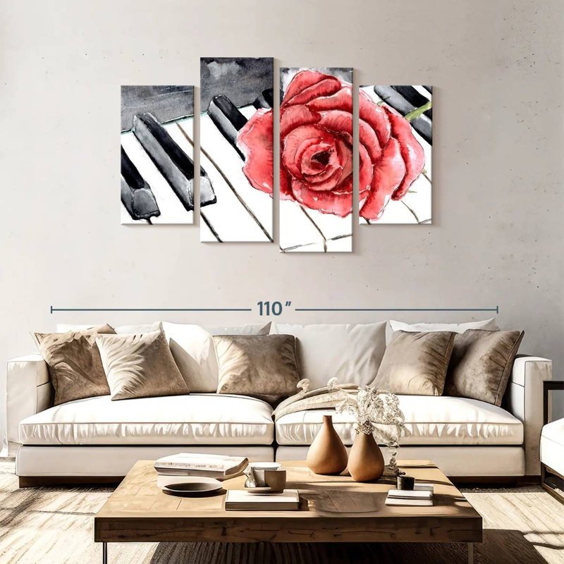 Abarca piano et fleur, H 48 po x l 75 po