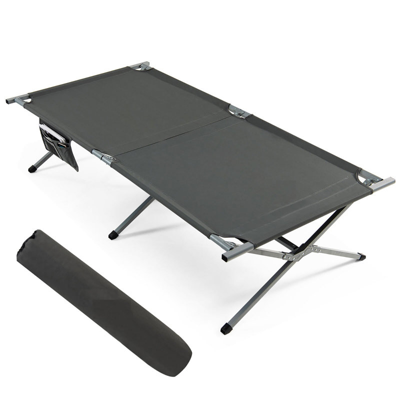 Lit de camp militaire pliant, gris