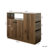 Tabletop Organizer And Sideboard For Kitchen, 2 Glass Sliding Doors, 3 Side Drawers, A Display Shelf, Space - Efficient, 15Mm Particle Board, Walnut Color Small Kitchen With Area, Good Dining Board