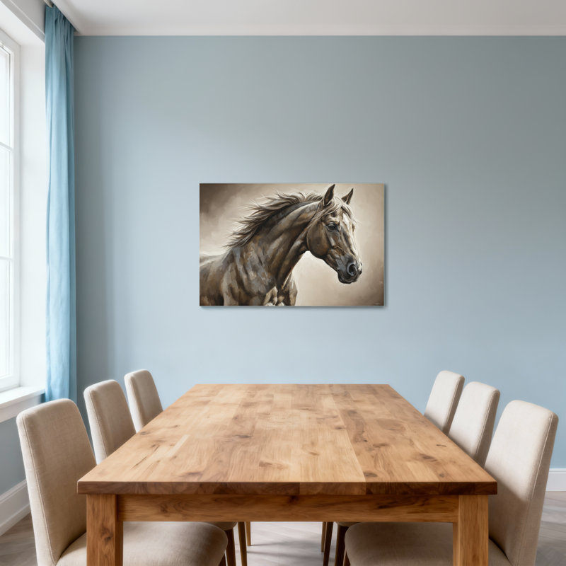 Portrait d'animaux avec crinière qui coule et fond doux, H 16 po x l 24 po
