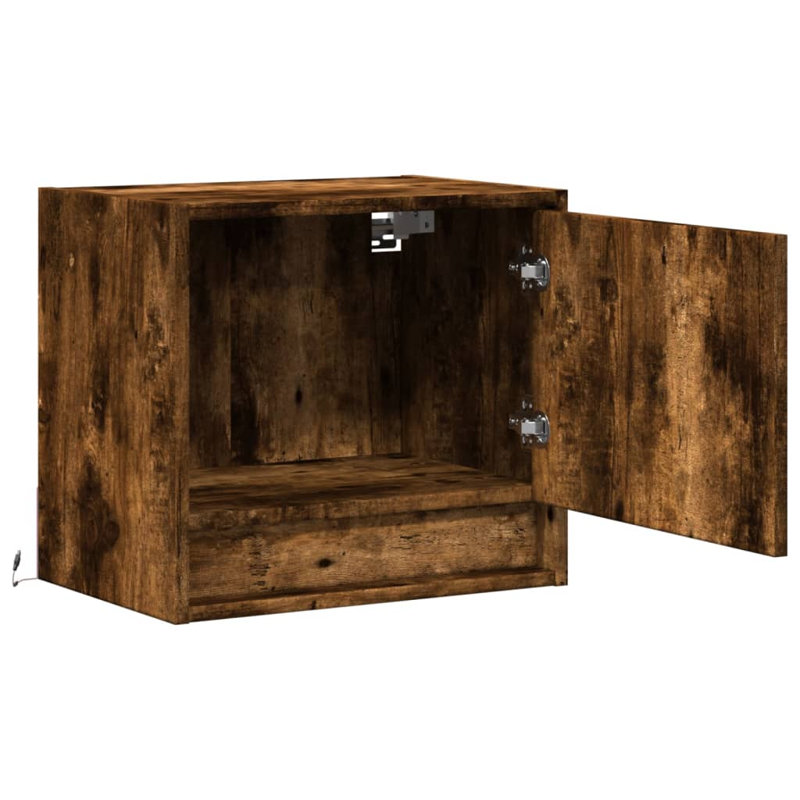 Daeshia 45cm W Manufactured Wood Bedside Table, Smoked Oak