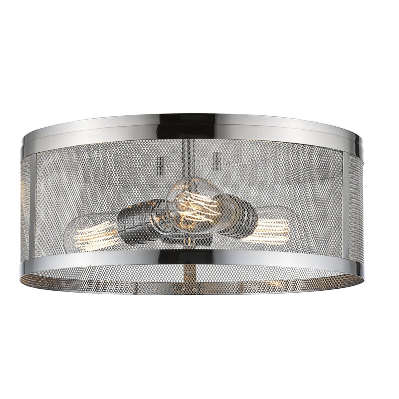 Alyria Steel Flush Mount, 6" H x 14.88" W x 14.88"D, Chrome