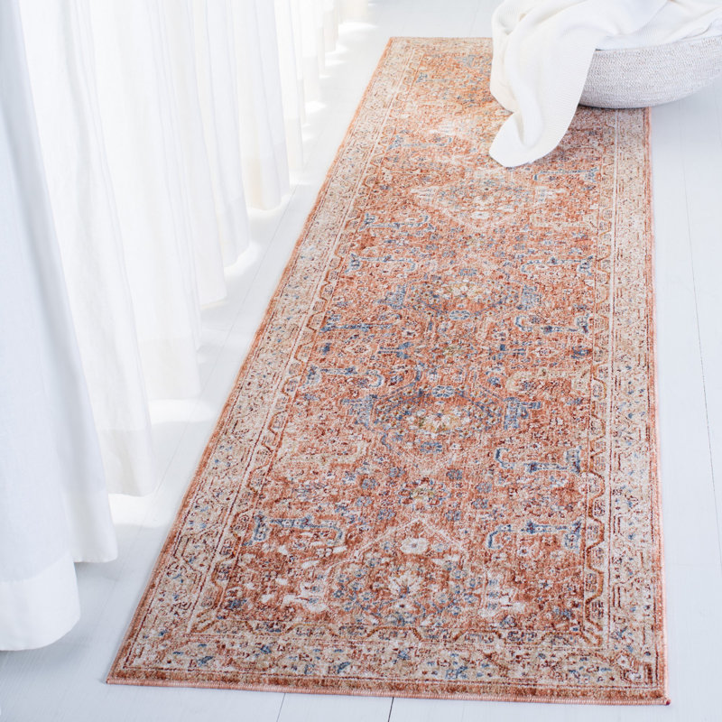 Tapis orange brûlé en polyester tissé à la machine Ralph Lauren Belvoir, Tapis de couloir 2 pi 2 po x 10 pi