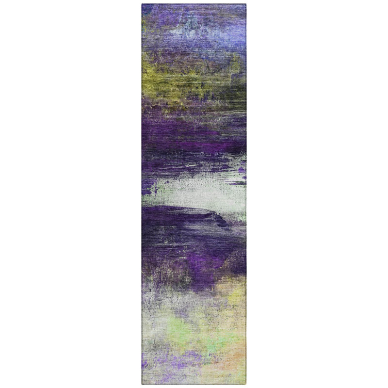 Machine Washable Indoor/Outdoor Xhevrie Purple Rug, Runner 2'3" x 7'6"