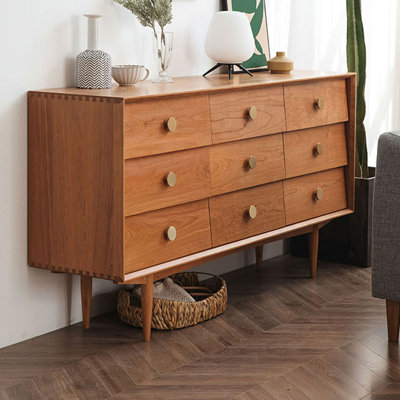All Solid Wood Exquisite Drawer Storage Cabinet 62.99'' Solid Wood Sideboard