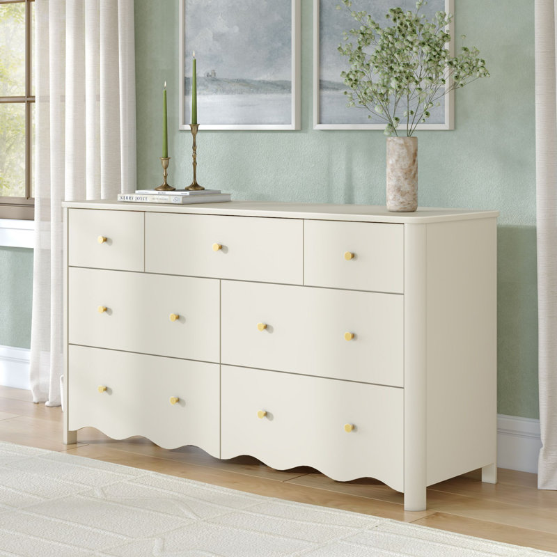 Commode 7 tiroirs Sutton, lin blanc, Lin blanc