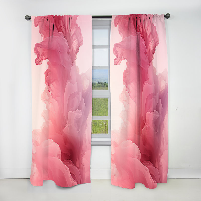 Manan Pink Polar Radiance Smoke III - Modern Velvet Curtain - Room Darkening - 1 panel, 52" W x 84" L