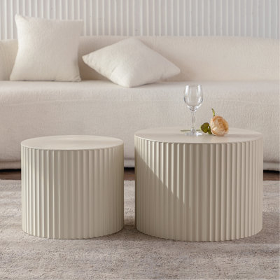Ensemble de 2 tables basses gigognes Beige