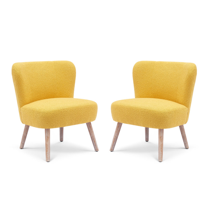 Fauteuil de chambre rembourré Breann, Mélange de polyester moutarde