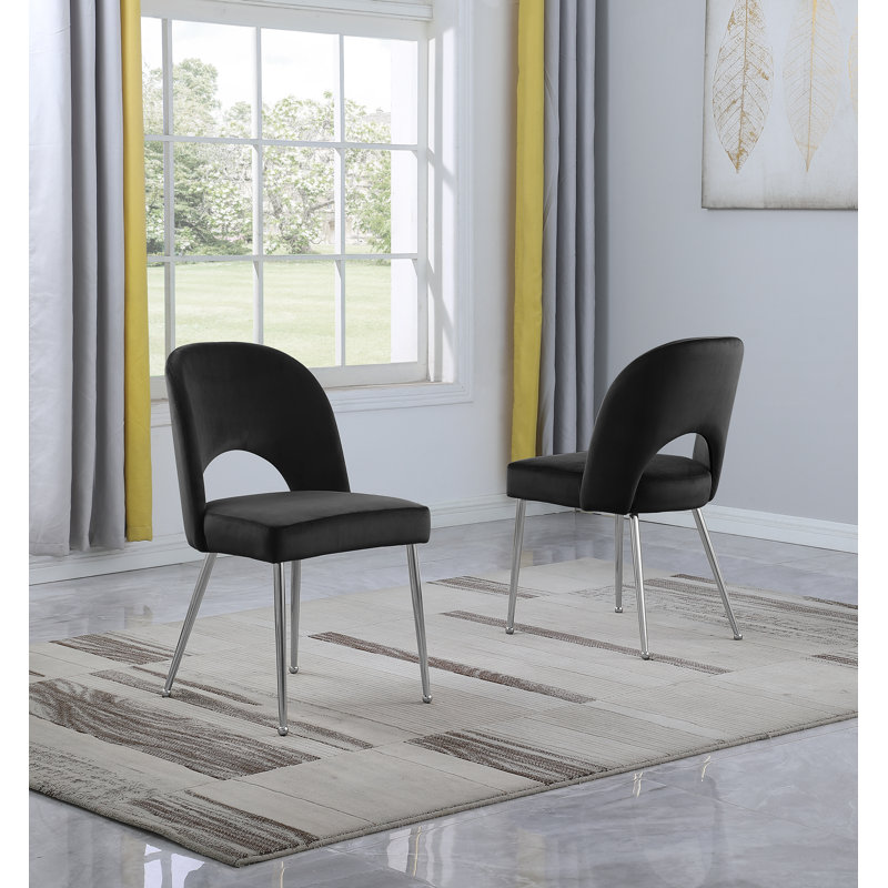 Chaise d'appoint rembourrée en velours Ivylynn, Gris foncé