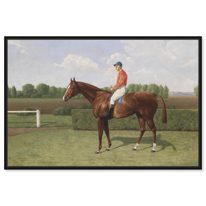 Sports et équipes - Gondolat équestre par Emil Adam - Peinture, H 36 po x l 54 po, Toile avec cadre noir