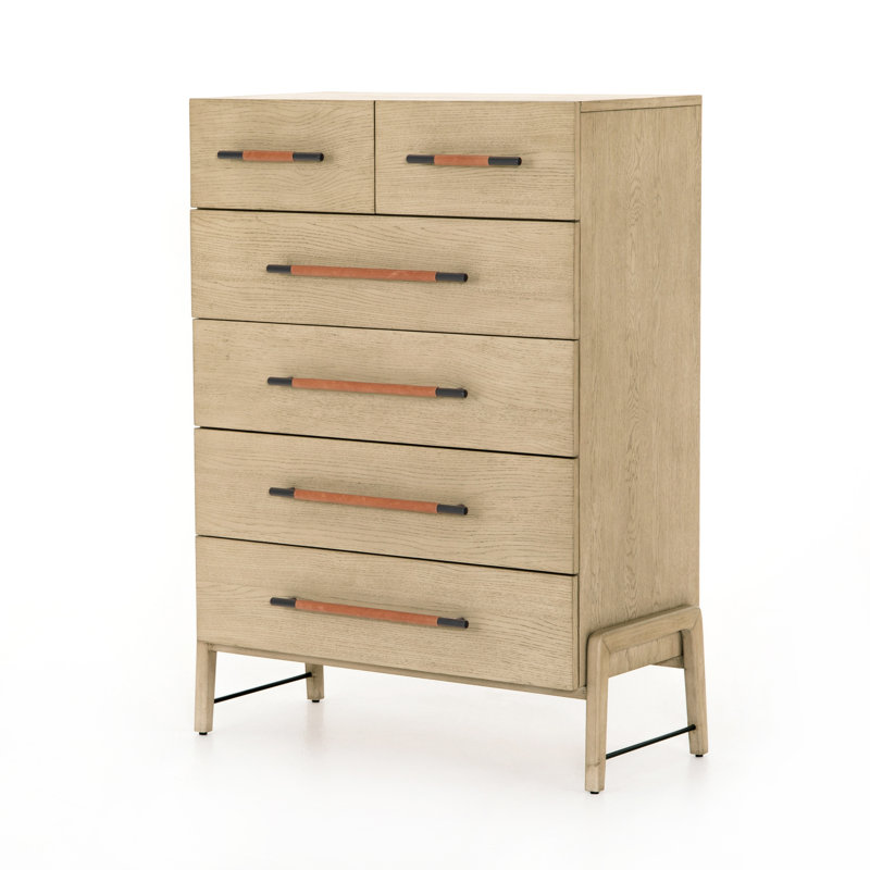 Rosedale 6 Drawer Tall Dresser-Oak Veneer, Yucca Oak