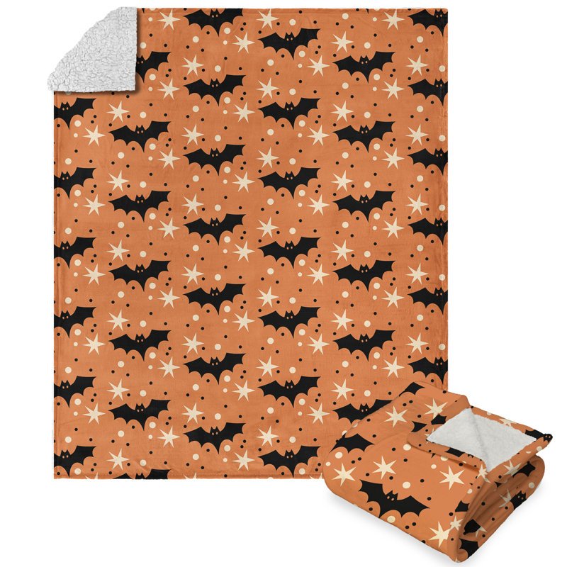 Jeté en sherpa Ghost Shapes, Orange / noir
