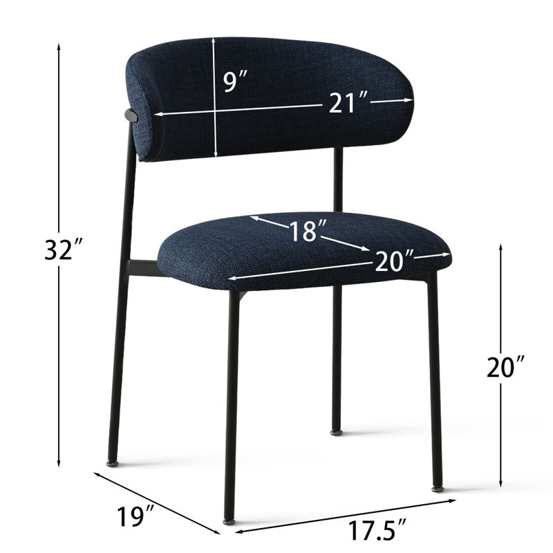 Chaise rembourrée avec pieds en métal, Bleu
