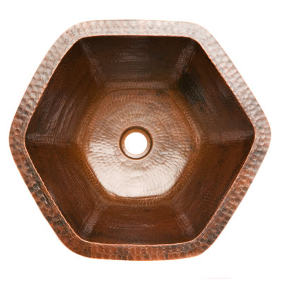 15.5" Hexagon Under Counter Hammered Copper Bathroom Sink
