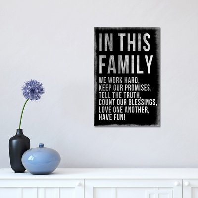 Family Rules Chalkboard - Wrapped Canvas Print
