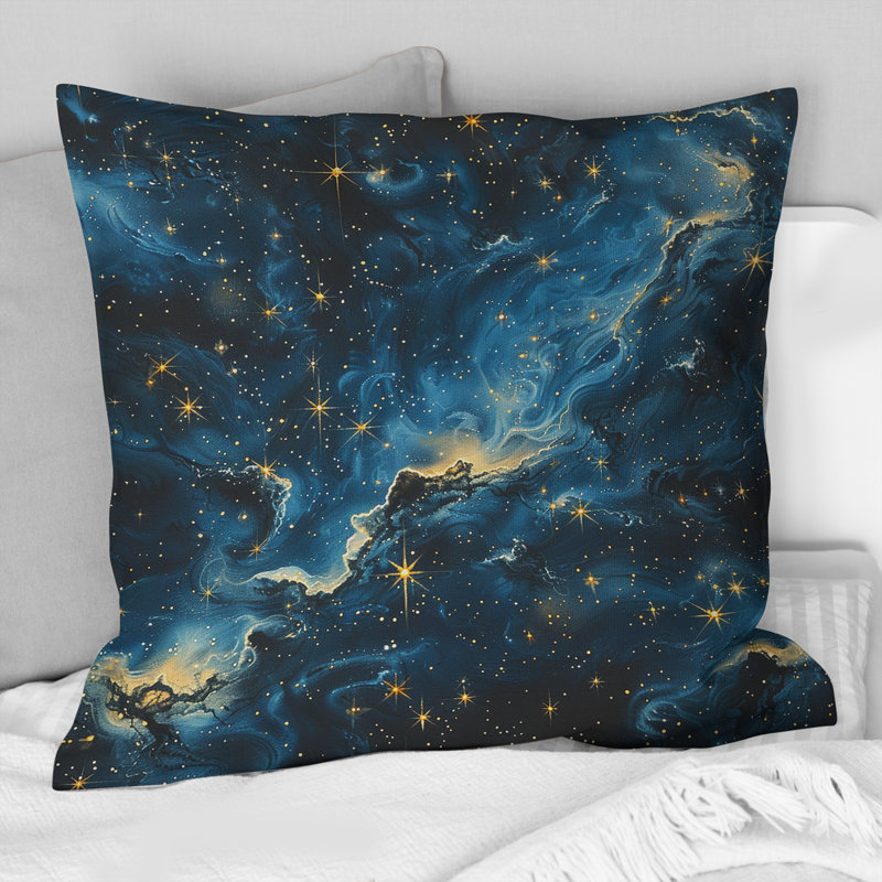 Coussin en marbre Blue Gold Space III, H 16 po x l 16 po