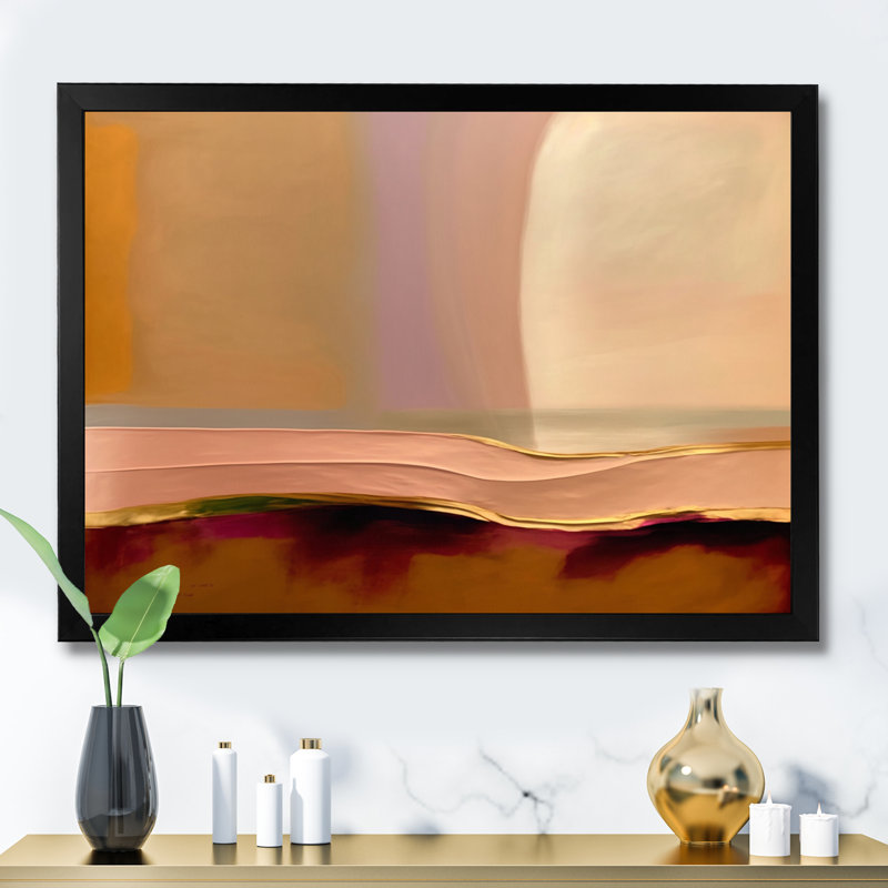Earth Tone Mysteries III - Art mural abstrait sur toile, Cadre d'angle fermé noir, H 12 po x l 20 po x P 1 po
