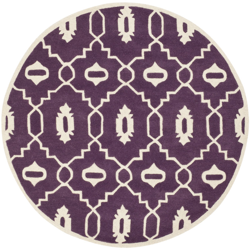 Carolene Hand Tufted Wool Geometric Rug, Round 5'