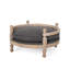 Élégant canapé-lit rond rembourré pour animaux de compagnie avec garniture cloutée - tissu gris anthracite, meubles pour chien de taille moyenne