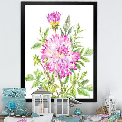 Grande fleur de dahlia rose - reproduction d'art sur toile traditionnelle