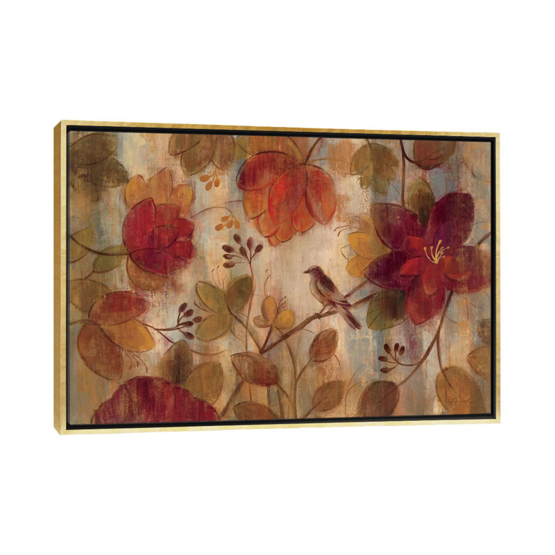 Exotic Garden by Silvia Vassileva - Painting, 40" H x 60" W x 1.5" D, Gold Framed