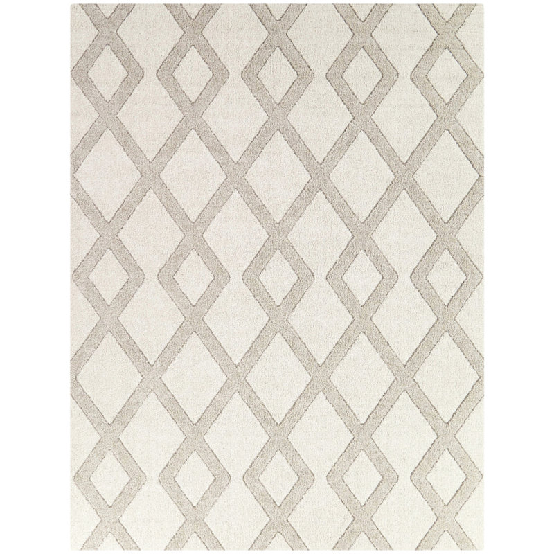 Paden Taupe Geometric Trellis Area Rug, Rectangle 5'3" x 7'
