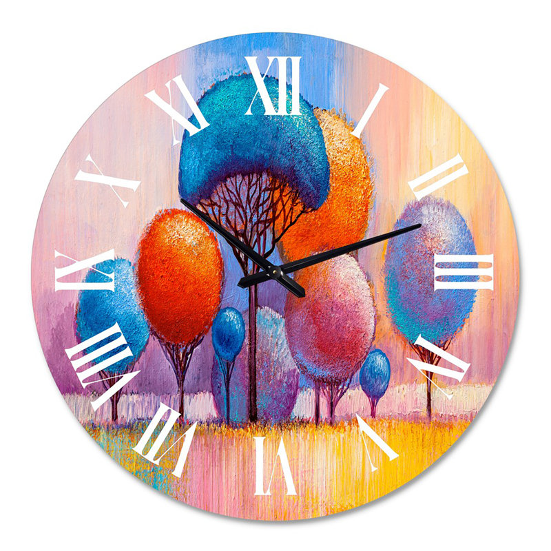 Autumn Fantasy Trees II - Horloge murale moderne, Surdimensionné