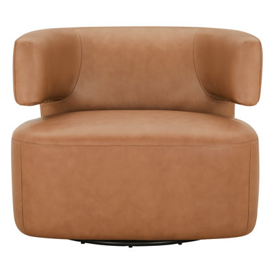 Bascom Genuine Leather Swivel Barrel Chair