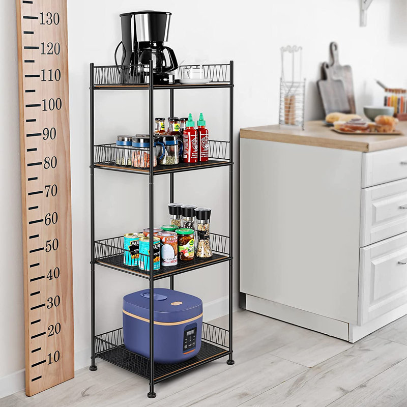 Rangement à 4 niveaux avec étagères en bois H 45,5 po x l 12,6 po x P 16,7 po Lallah