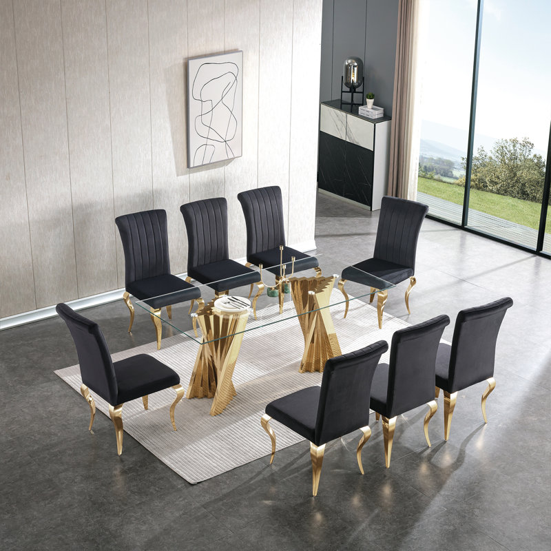 7 - Piece Dining Set, Gold, Black