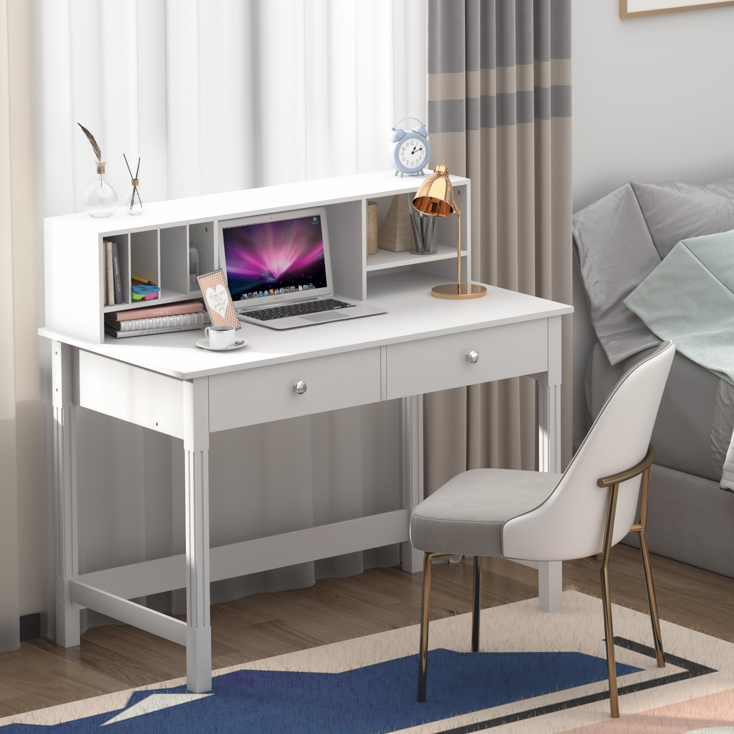 Compact desk with deals hutch