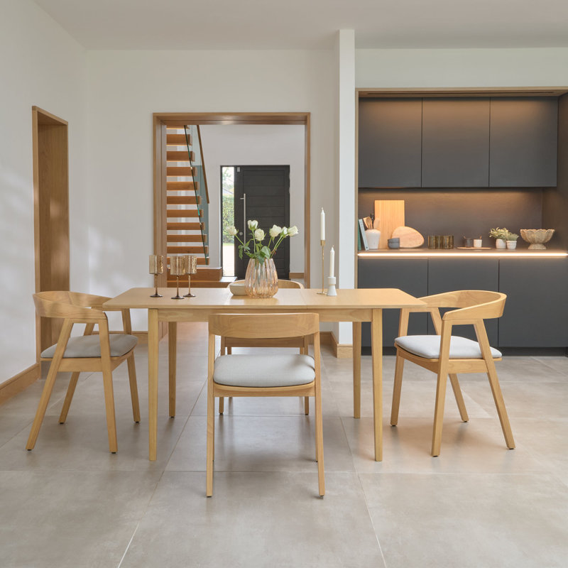 Extending Dining Table Set - 4 Seater - Chairs, Fawn Linen