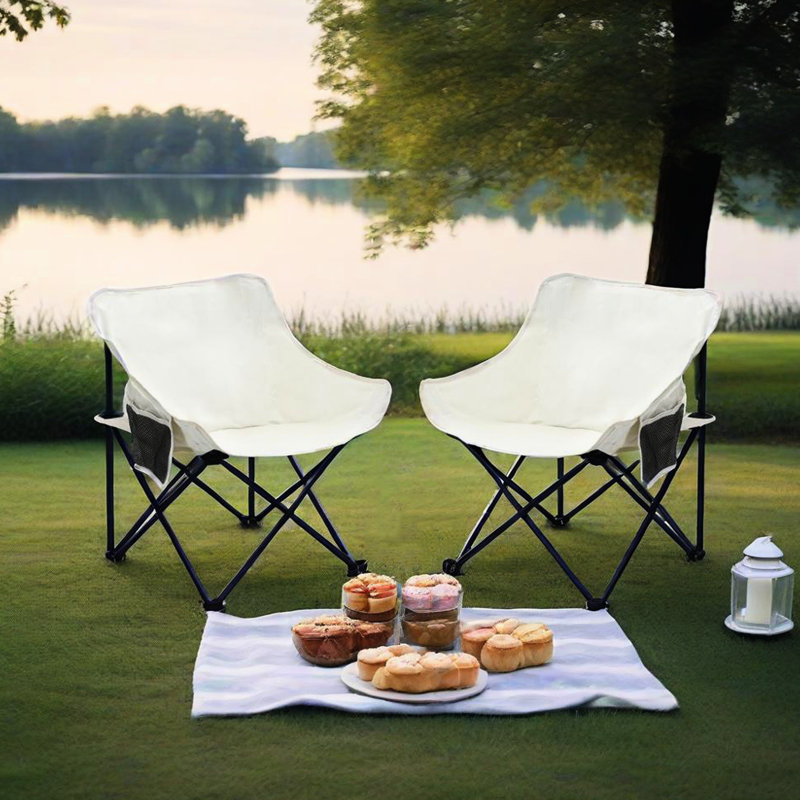 Chaises de camping pliantes 2 pièces Beige, Beige