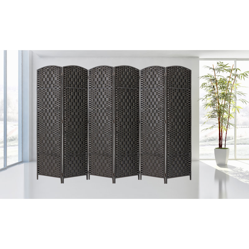 Paravent pliant en bambou de 71 po de hauteur avec garniture en bambou, Noir, 6, H 71 po x l 104 po x P 1 po