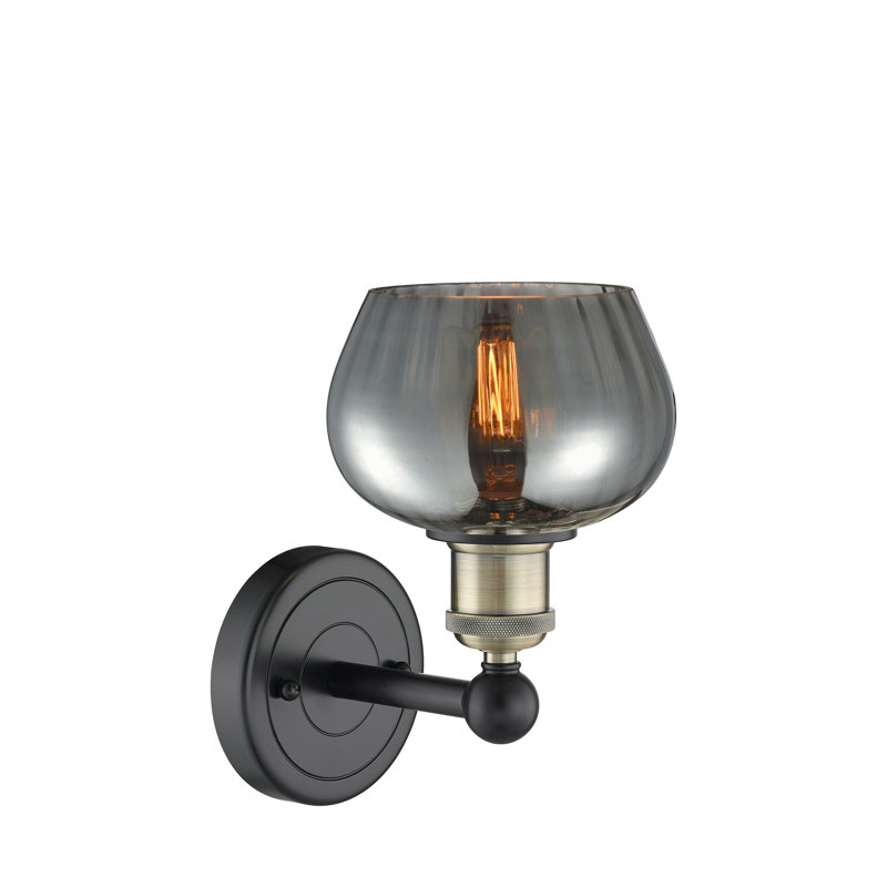 Canute Armed Sconce, Plated Smoke, Black Antique Brass