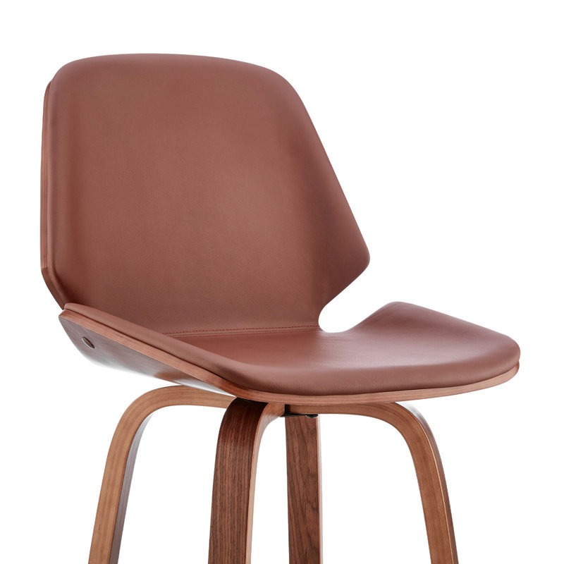 Tabouret de bar pivotant en similicuir et bois noyer 26 po Belora, Brun