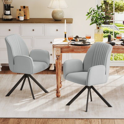 Ensemble de 2 chaises de salle à manger pivotantes et rembourrées modernes, fauteuils d'appoint avec coussin épais pour cuisine, salle à manger, salon