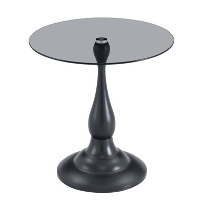 Table d'appoint ronde vintage avec plateau en verre trempé, parfaite pour le salon et la chambre à coucher, durable et élégante