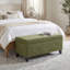 Repose-pieds de rangement avec couvercle rabattable, assemblage facile, pieds bouclés en tissu et bois d'hévéa, vert rétro