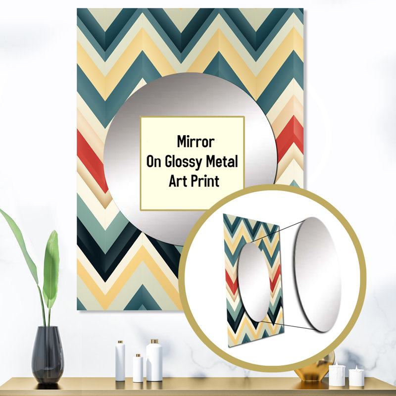 Najmul couleur douce rétro multicolore chevron - miroir décoratif à chevron, grand miroir mural Glam, impression d'art en métal